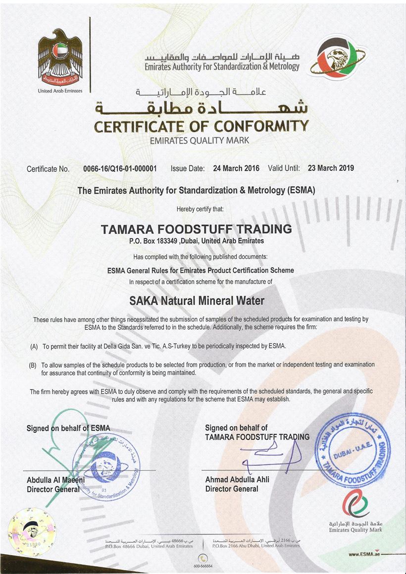 Certificate of Conformity