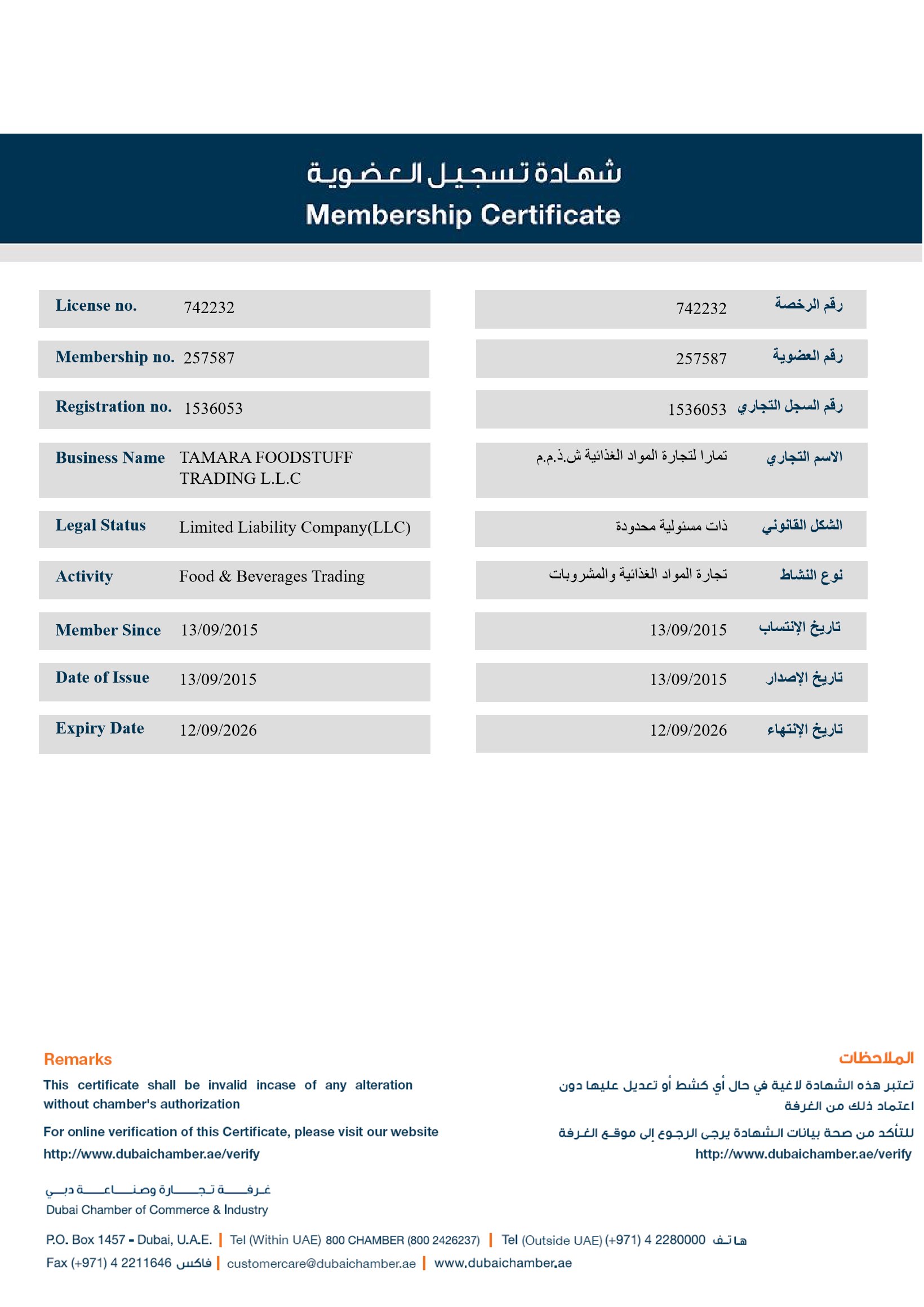 Dubai Chamber Membership